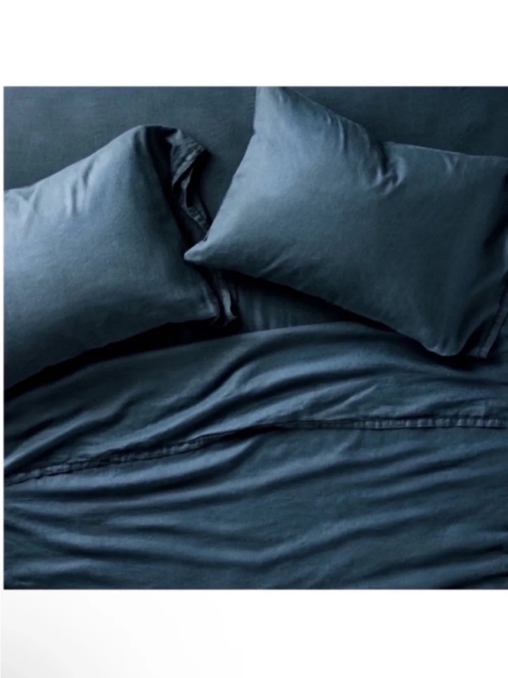 NWT King 100% Linen Sheet Set Dark Mineral Blue - Casaluna